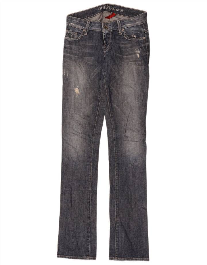 Guess Женские потертые узкие джинсы W24 L34 Синие хлопковые