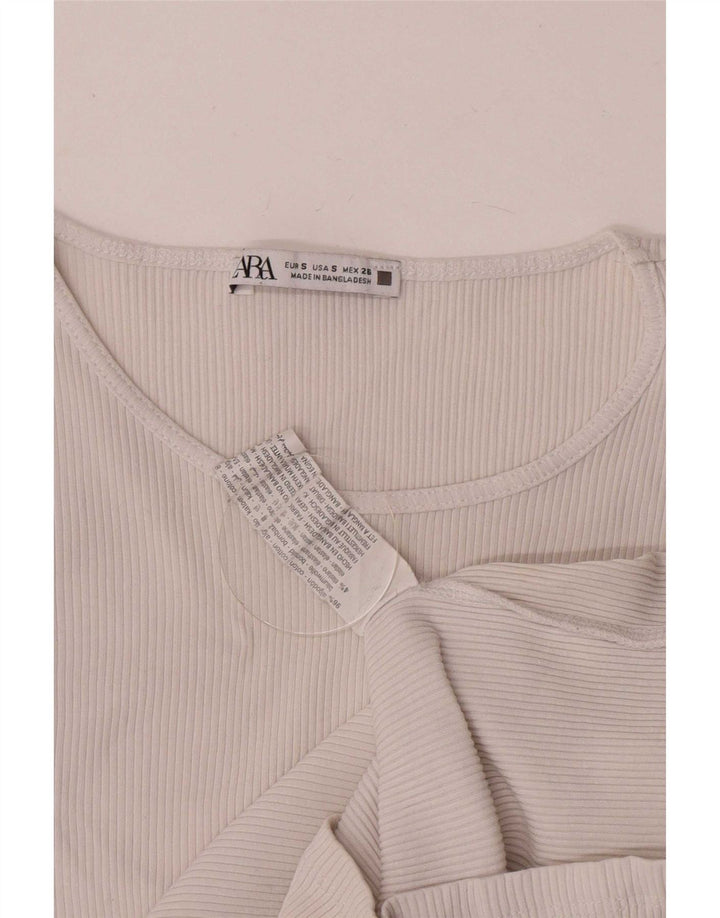 Женская укороченная блузка с крыльями летучей мыши Zara UK 8, маленький белый хлопок