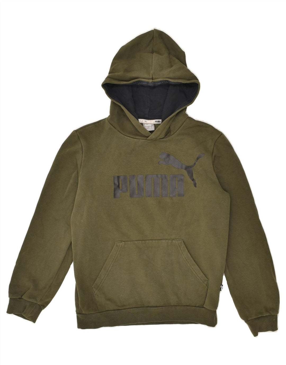 PUMA Boys Graphic Hoodie Jumper 11-12 Years Khaki Cotton | Vintage Puma | Thrift | Second-Hand Puma | Used Clothing | Messina Hembry 