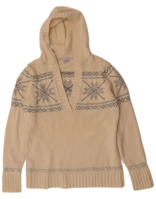 Женский свитер с капюшоном Esprit UK 20 2XL Off White Fair Isle из овечьей шерсти