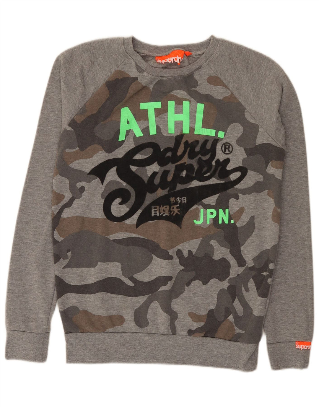 Мужской свитшот Superdry Regular Fit с рисунком, маленький серый камуфляжный джемпер