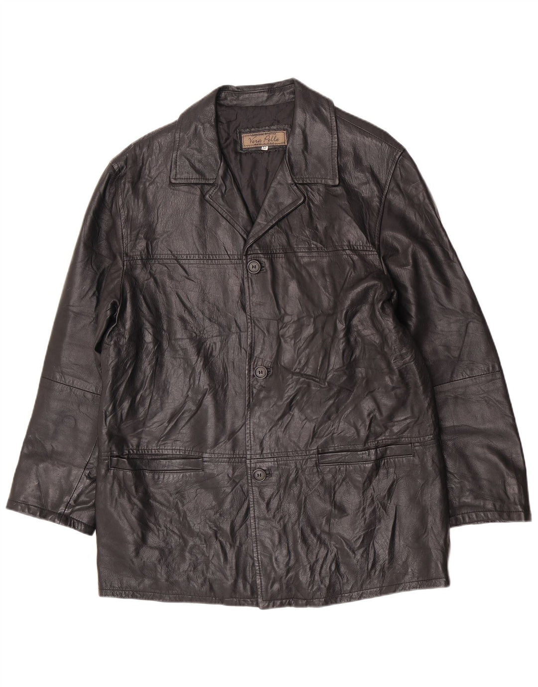 Винтажная мужская кожаная куртка UK 38 Medium Black Classic