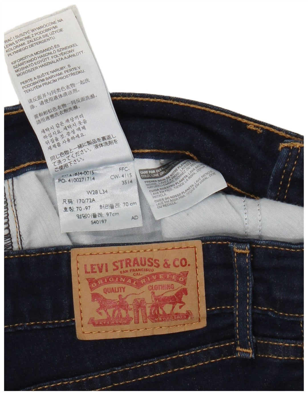 Женские прямые джинсы Levi's 714 W28 L30 темно-синие, хлопок