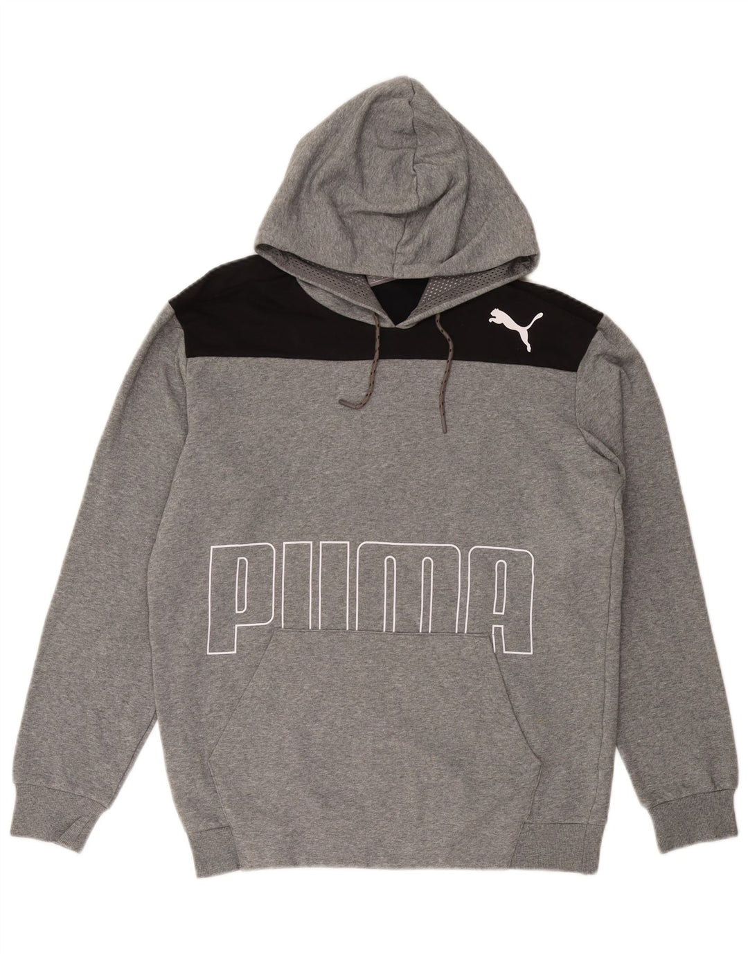 PUMA Мужской джемпер с капюшоном с рисунком, средний серый, хлопок с цветными блоками