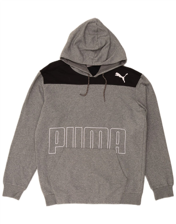 PUMA Мужской джемпер с капюшоном с рисунком, средний серый, хлопок с цветными блоками