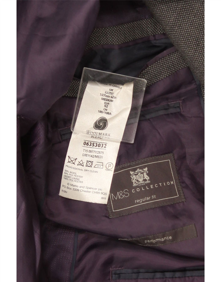 Мужской пиджак стандартного кроя с 2 пуговицами Marks & Spencer UK 42, большой серый