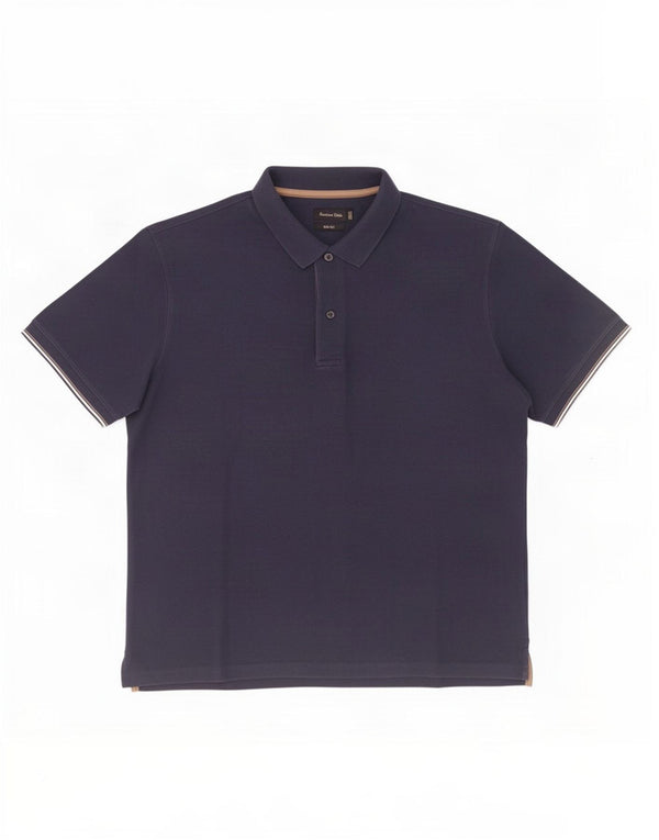 Мужская рубашка поло Massimo Dutti Slim Fit 2XL темно-синяя, хлопок