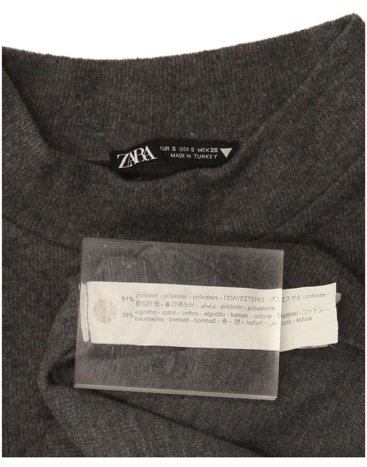 Женская укороченная футболка Zara UK 10, маленький серый полиэстер