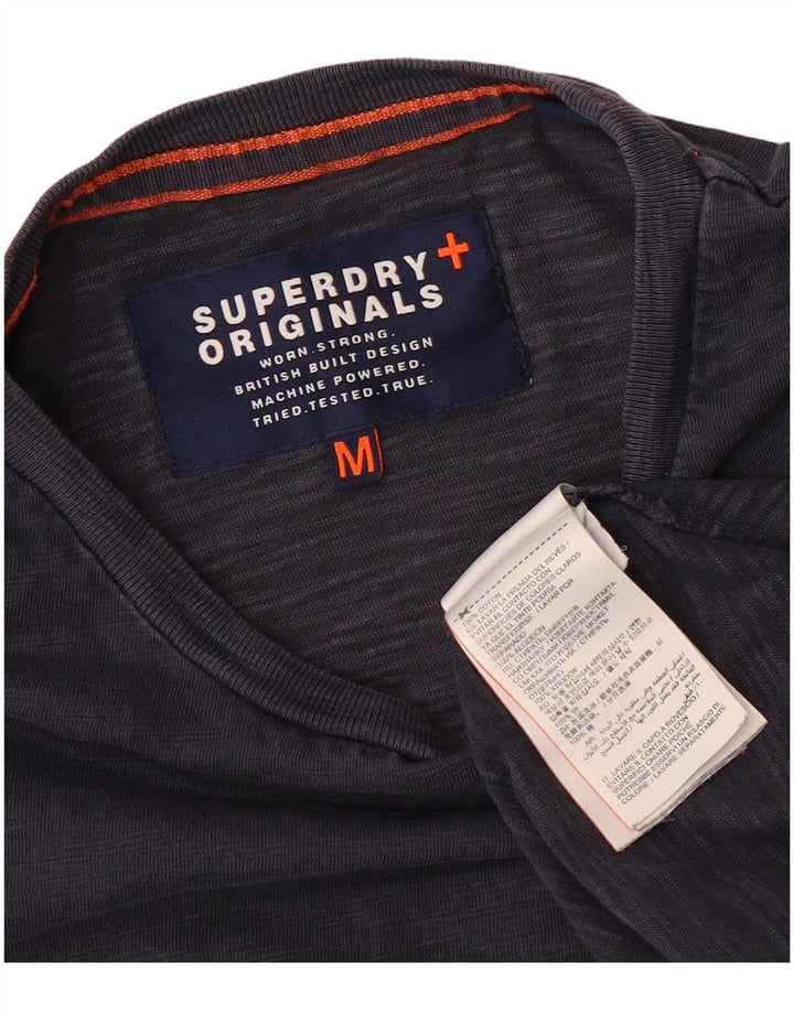 Мужская футболка Superdry Top среднего размера, темно-синяя, хлопок