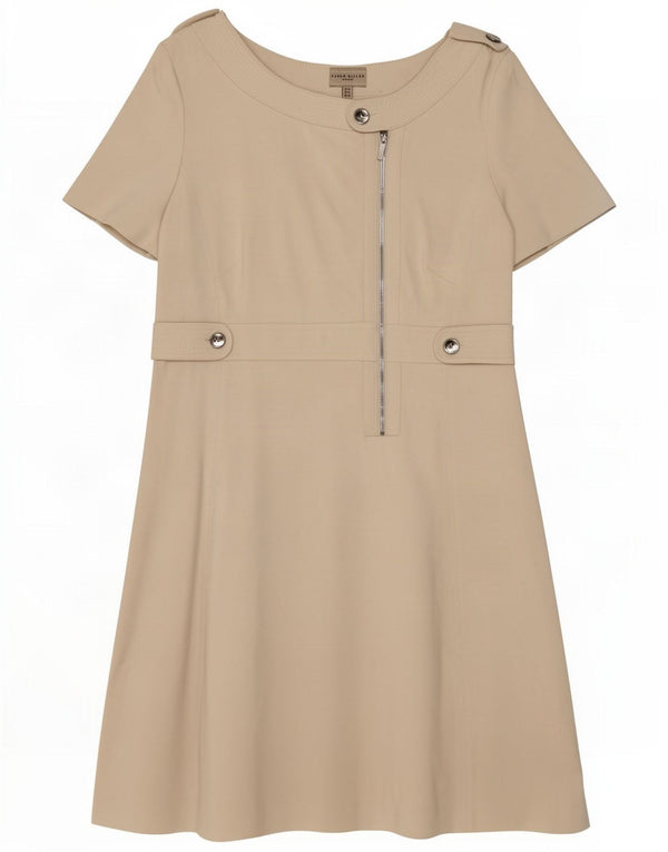 Женское платье трапециевидного силуэта Karen Millen UK 12, средний бежевый, вискоза