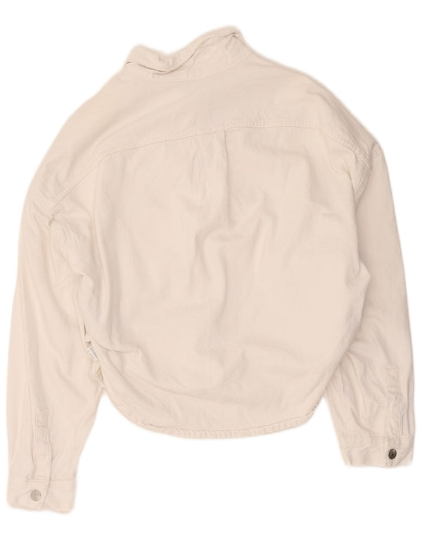 Женская джинсовая рубашка оверсайз Zara UK 6 XS, белый хлопок