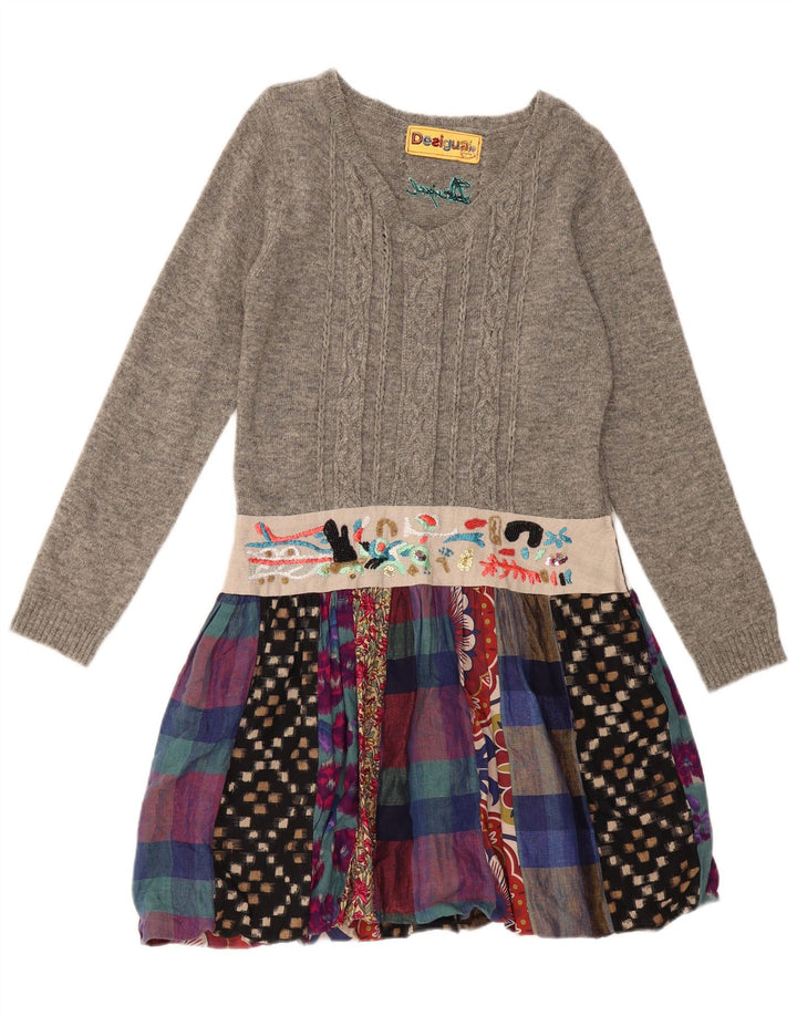 Женское платье-джемпер DESIGUAL с длинными рукавами EU 44 XL, серый лоскутный лен