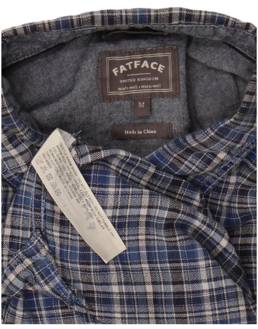 Мужская фланелевая рубашка классического кроя Fat Face, хлопковая рубашка в синюю клетку среднего размера