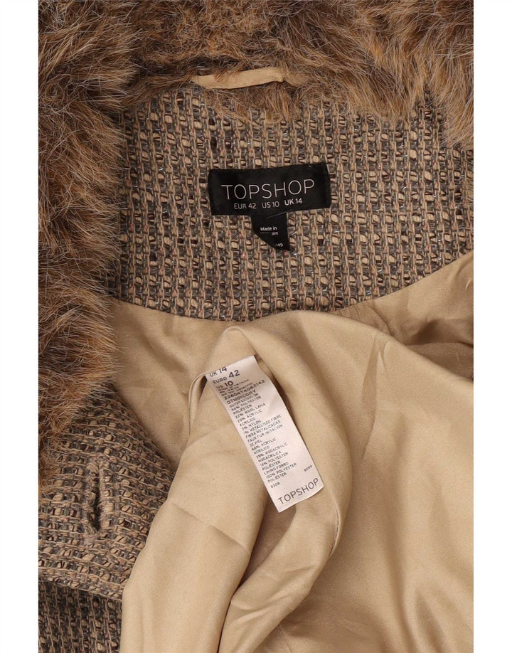 Женское пальто Topshop UK 14, большой серый полиэстер