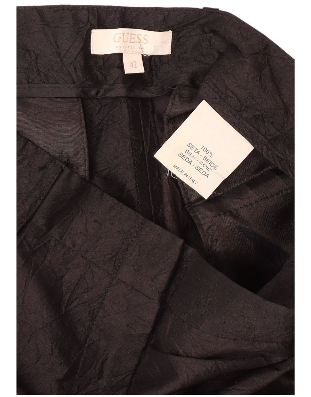 GUESS Женские прямые повседневные брюки IT 42 Medium W28 L32 Черный шелк