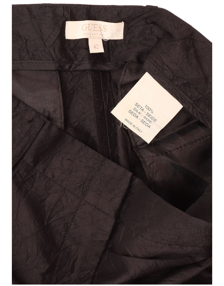 GUESS Женские прямые повседневные брюки IT 42 Medium W28 L32 Черный шелк