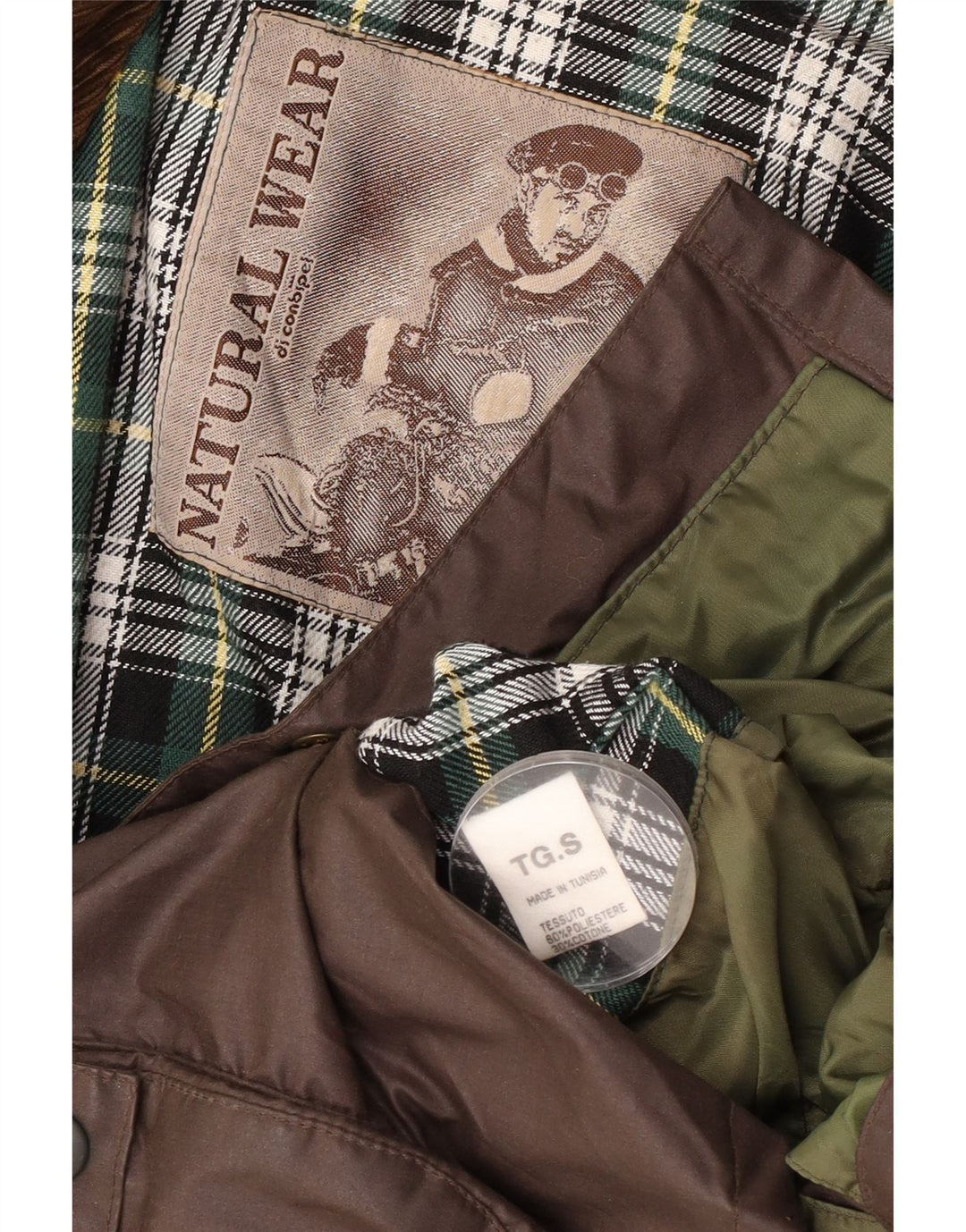 Мужская куртка свободного кроя из вощеного хлопка Conbipel, Великобритания 36, маленький коричневый полиэстер