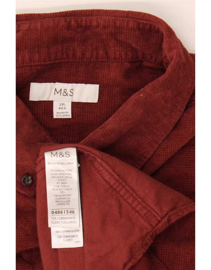 Мужская рубашка Marks & Spencer 2XL бордовый хлопок