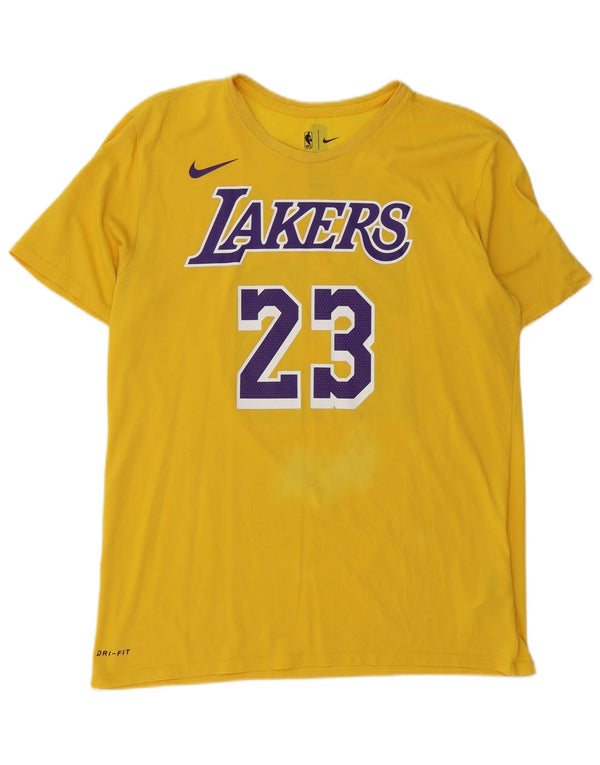 Мужская футболка с рисунком Nike Los Angeles Lakers, большой желтый хлопковый топ