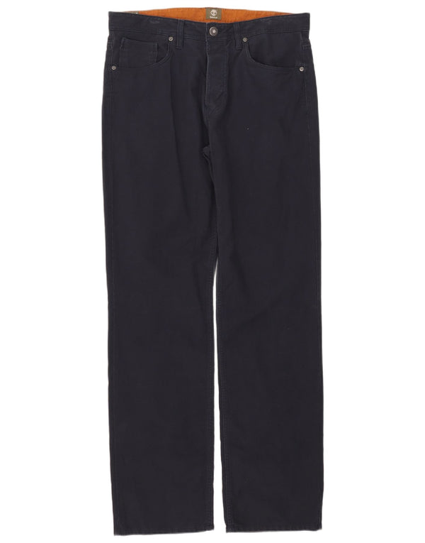 Timberland Mens Straight Casual Trousers W34 L34 Navy Blue Cotton