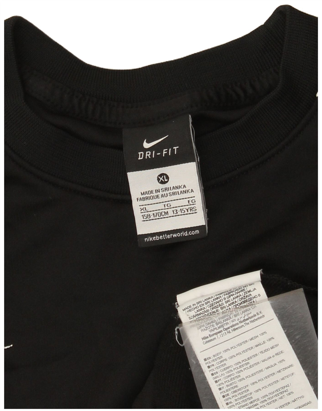 Топ с рисунком Nike Dri Fit для мальчиков, длинный рукав, 13–14 лет, размер XL, черный полиэстер