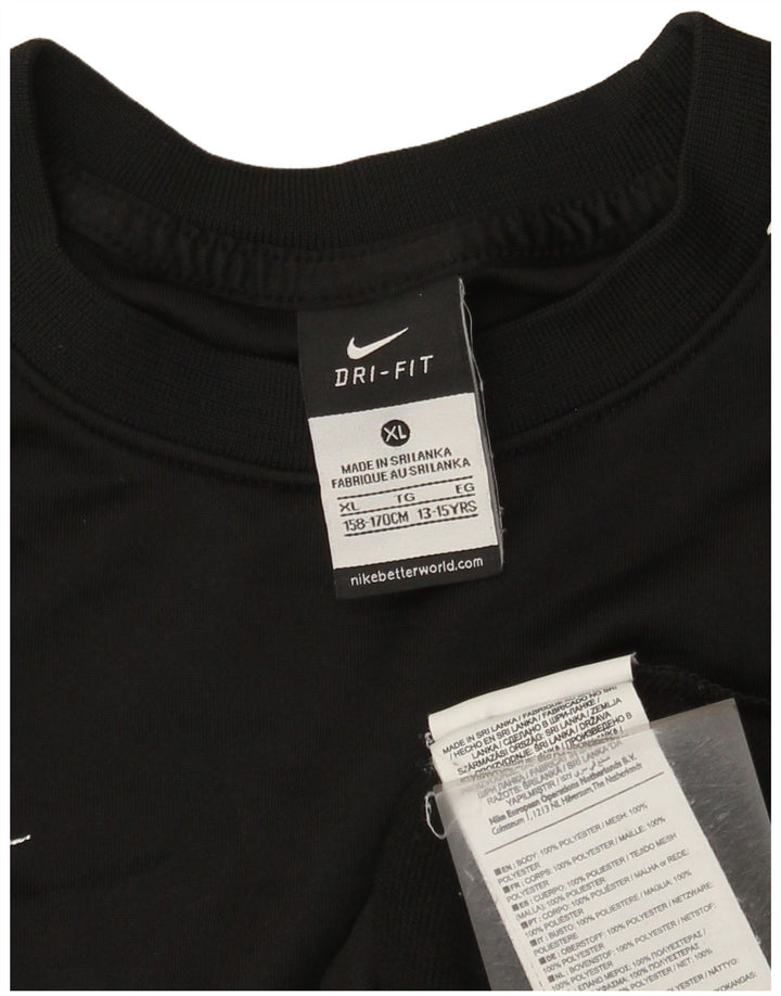 Топ с рисунком Nike Dri Fit для мальчиков, длинный рукав, 13–14 лет, размер XL, черный полиэстер