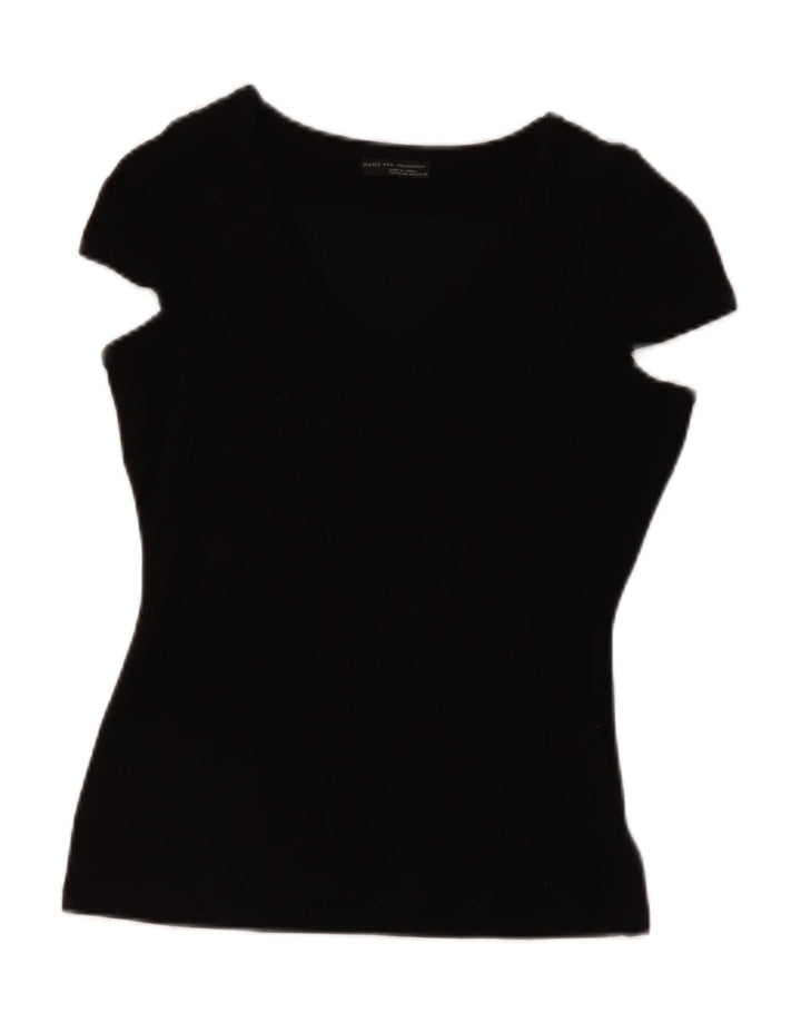 Женская блузка ZARA Top UK 12, средний черный, вискоза