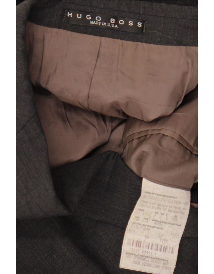 Мужской пиджак на 3 пуговицах HUGO BOSS UK 40, большой серый, шерстяной