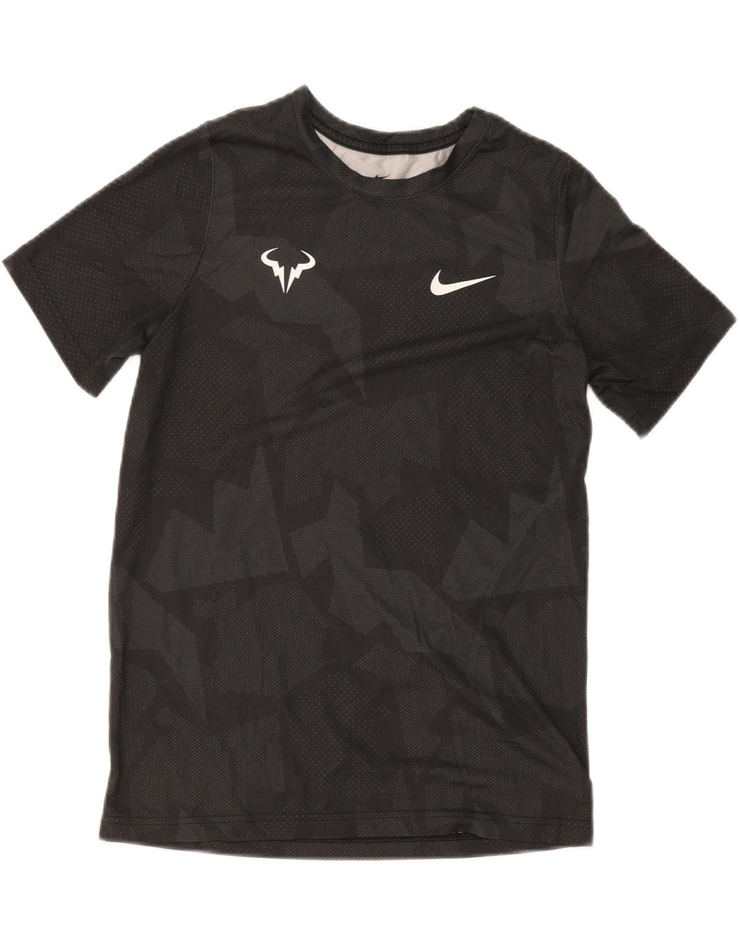 Футболка Nike Rafa для мальчиков, топ 13–14 лет, XL, серый полиэстер с геометрическим рисунком