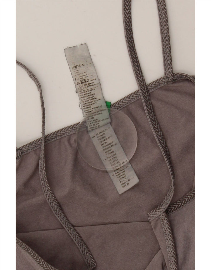 Женский укороченный топ на бретельках Benetton UK 8, маленький, серый, полиамид