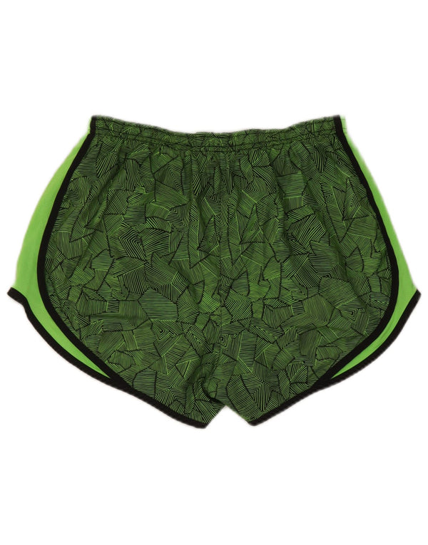 Женские спортивные шорты Nike Dri Fit UK 14, средний зеленый полиэстер с геометрическим рисунком