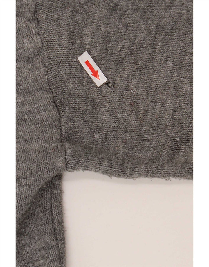 Женский свободный кардиган Zara UK 14, акрил среднего серого цвета в крапинку