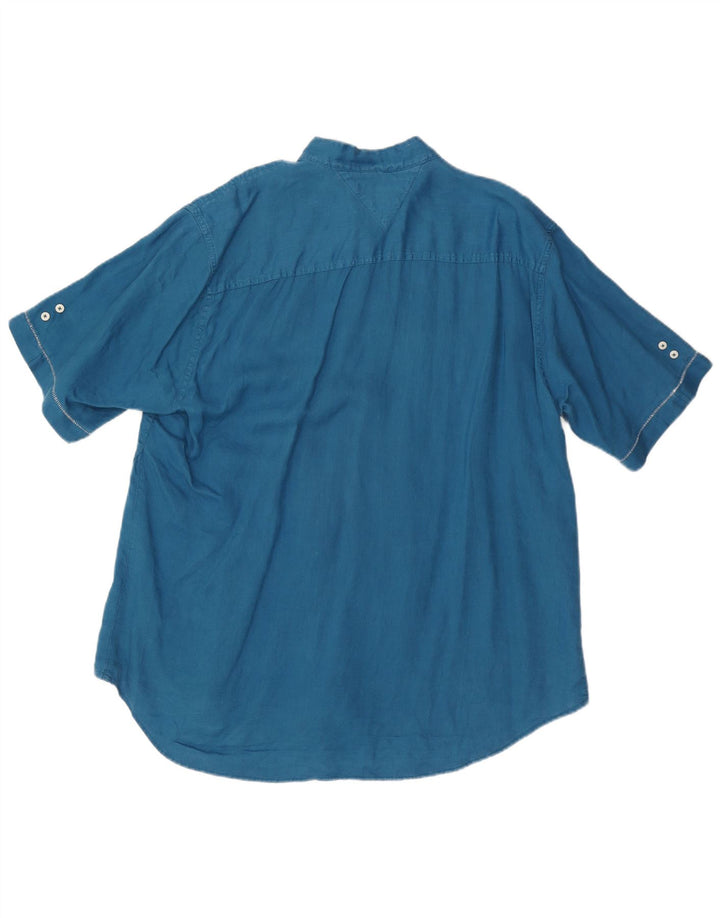 TOMMY HILFIGER Мужская рубашка с коротким рукавом на заказ, XL, синяя