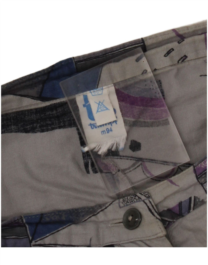 ВИНТАЖНАЯ женская юбка-трапеция с завышенной талией W32, большая серая с геометрическим рисунком