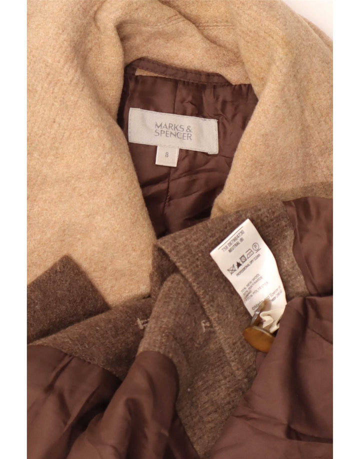 Женская куртка Marks & Spencer UK 8, маленькая, коричневая, с цветными блоками, новая шерсть