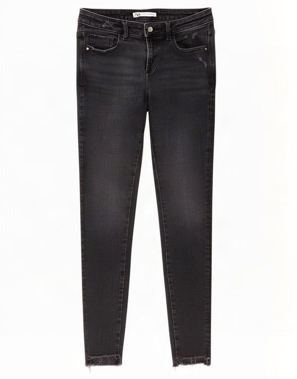 Zara Womens Distressed Skinny Jeans EU 38 Small W28 L27 Grey Cotton
