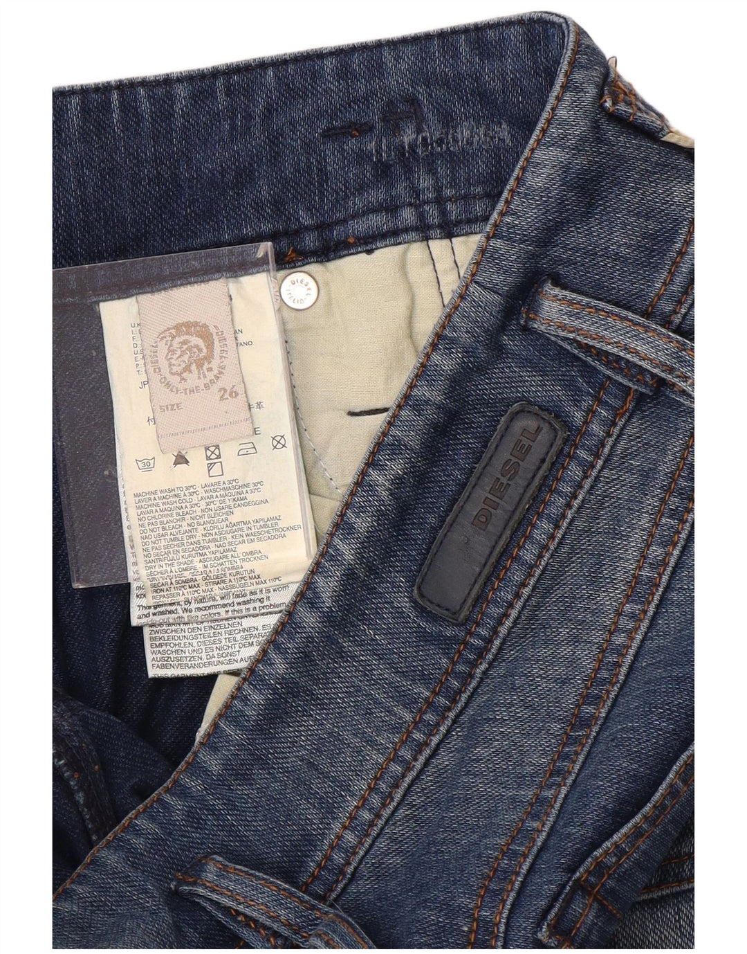DIESEL Womens Straight Jeans W26 L27 Blue Cotton