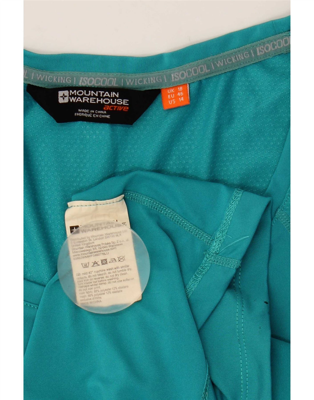 Женская футболка Mountain Warehouse Top UK 18 XL бирюзовый полиэстер
