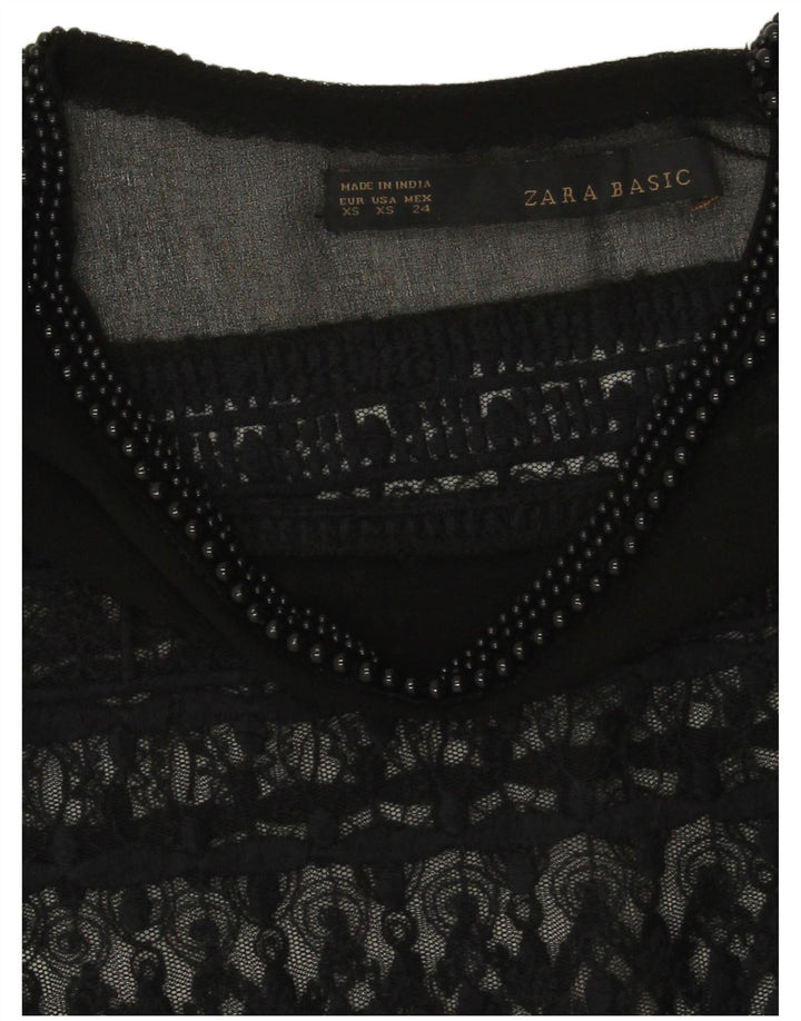 Женский кружевной прозрачный топ Zara UK 6 XS, темно-синий