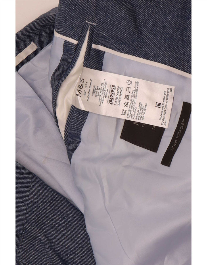Мужской пиджак на 2 пуговицах Marks & Spencer UK 54 7XL Синий льняной классический
