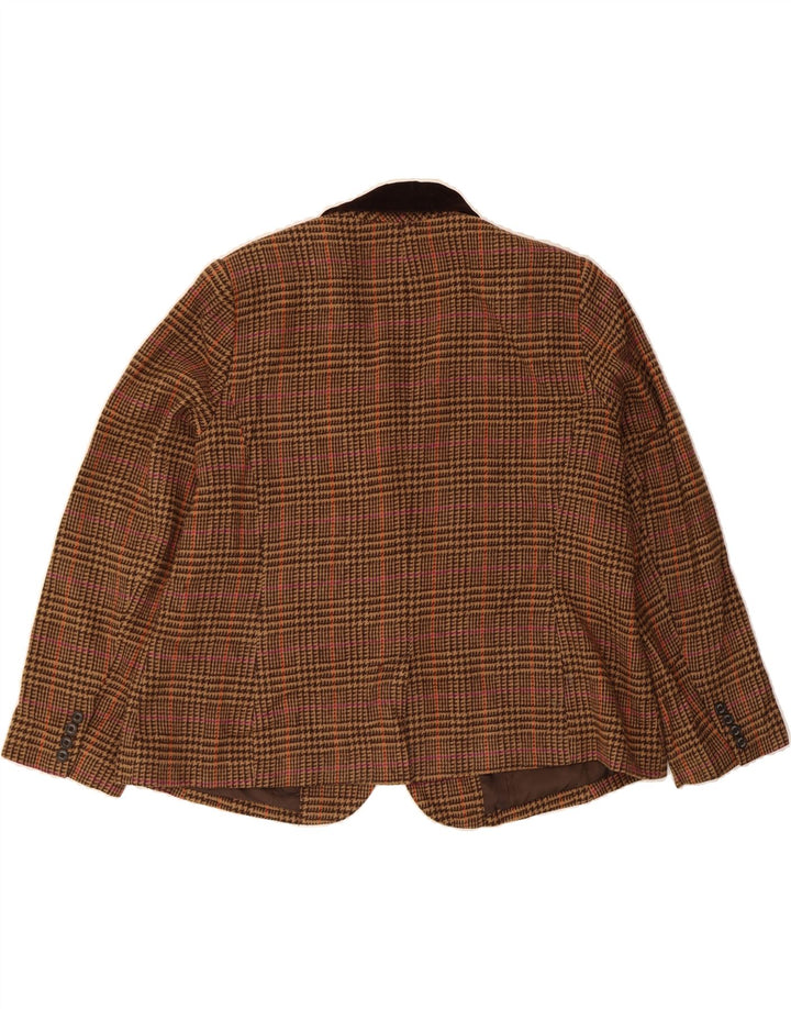 CHAPS Womens 3 Button Blazer Jacket US 16 2XL Brown Houndstooth Viscose Vintage Chaps and Second-Hand Chaps from Messina Hembry 