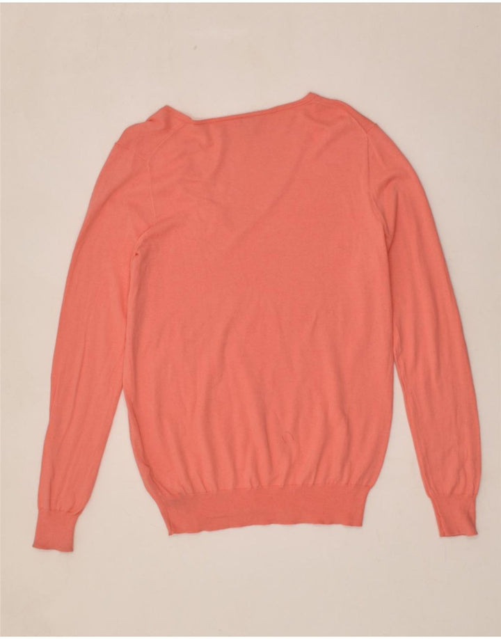 J. CREW Womens V-Neck Jumper Sweater UK 14 Medium Pink Cotton | Vintage J. Crew | Thrift | Second-Hand J. Crew | Used Clothing | Messina Hembry 