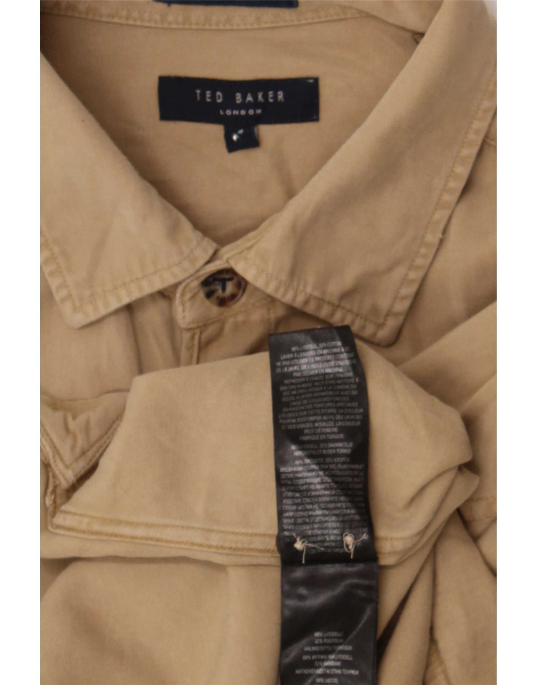 Мужская рубашка Ted Baker, размер 4, большая, бежевая, лиоцелл