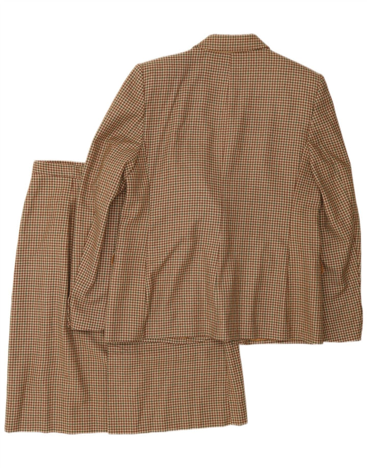 Винтажный женский комплект с юбкой из двух пуговиц IT 48 XL Коричневый с узором "гусиные лапки"