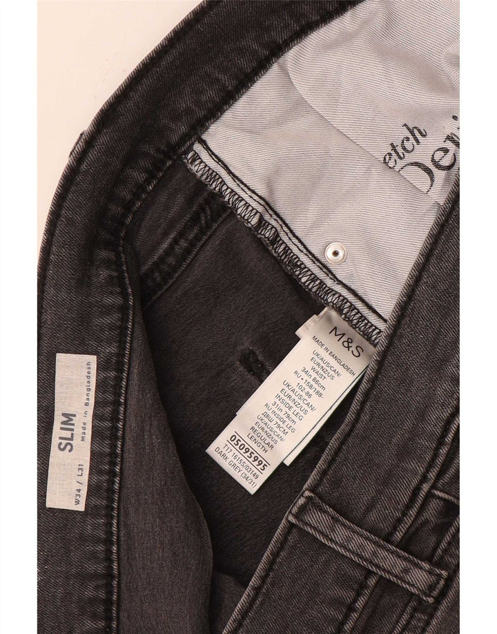 Мужские узкие джинсы Marks & Spencer W34 L31 серые, хлопок