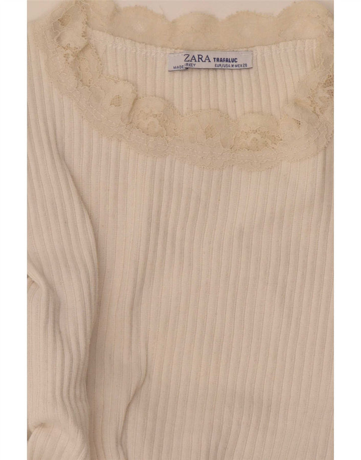 Женская укороченная блузка Zara UK 12, средний белый