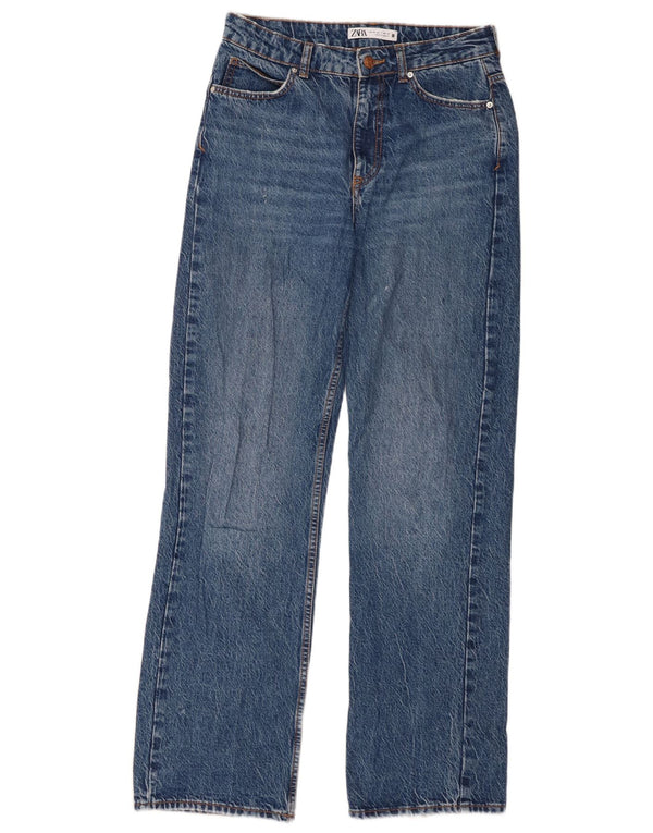 Женские прямые джинсы Zara с высокой посадкой EU 36 XS W26 L31, синий хлопок
