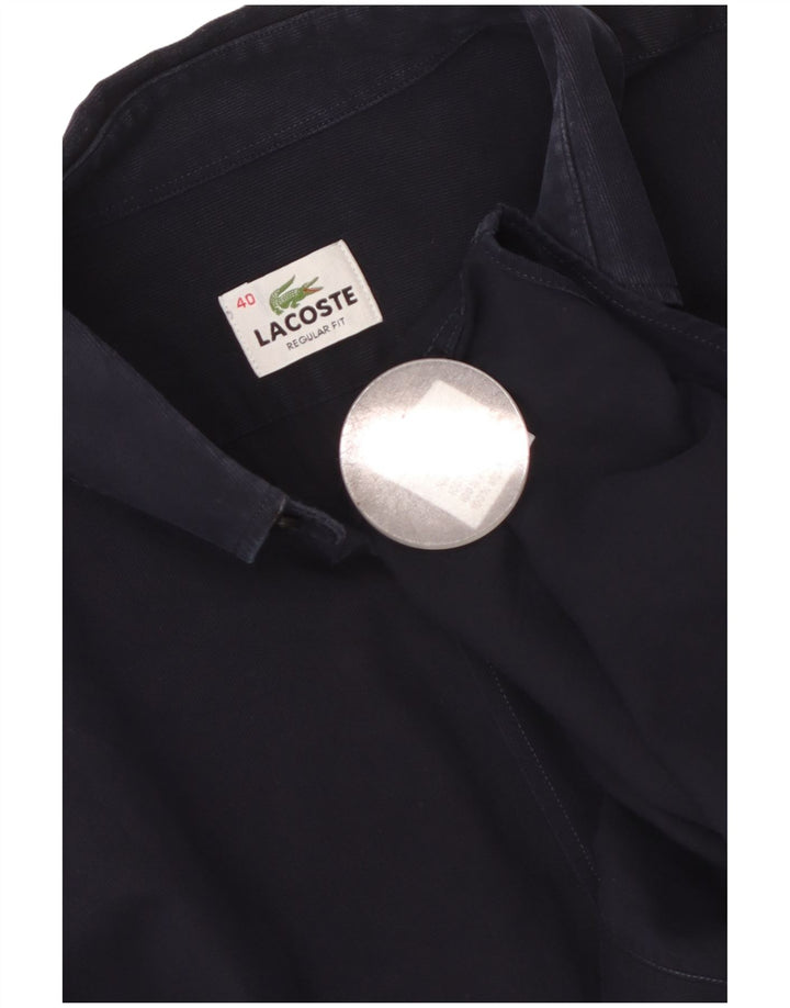 LACOSTE Мужская рубашка стандартного кроя, размер 40, средний темно-синий, хлопок