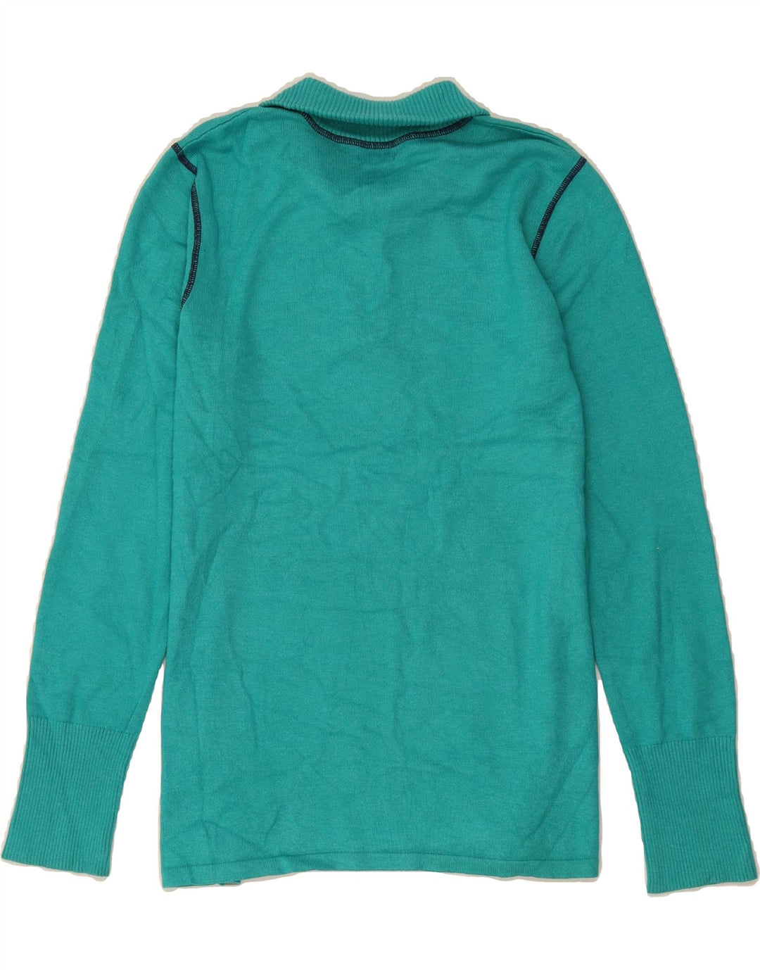 EDDIE BAUER Womens Zip Neck Jumper Sweater UK 14 Large Turquoise Polyester Vintage Eddie Bauer and Second-Hand Eddie Bauer from Messina Hembry 