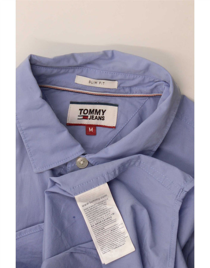 Tommy Hilfiger Мужская рубашка приталенного кроя из хлопка среднего синего цвета